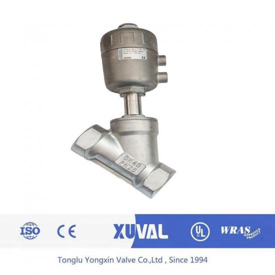 Stainless steel pneumatic angle seat valve
